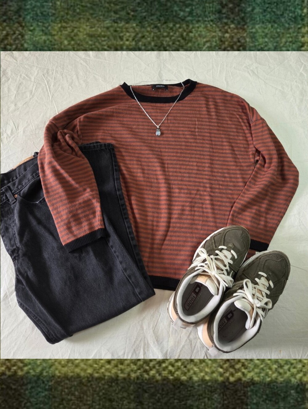 Dokotoo Oversized Brown Striped Knit Crewneck Sweater - 100% Cotton - Size 2XL